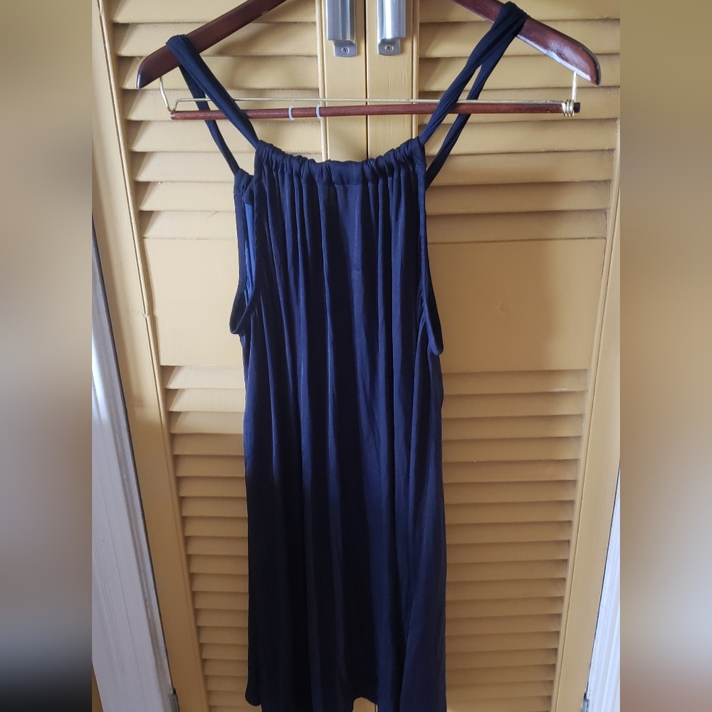 Banana Republic Tie Back Satin Mini Swing Dress (S) NWT Navy REALLY SEXY !! - Picture 8 of 9